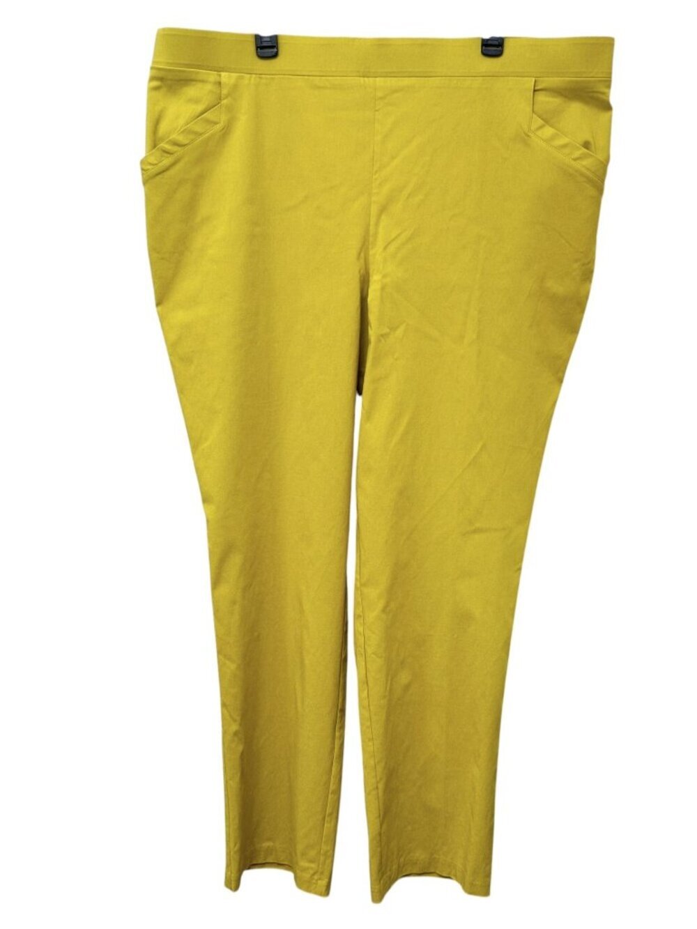 Marla Wynne Womens Stretch Pants Plus Size 22W Tall Chartreuse Yellow Pull On